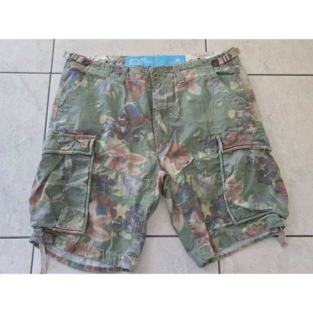 Jetlag Shorts Mens 38 Hawaiian Cargo Shorts Floral Pattern